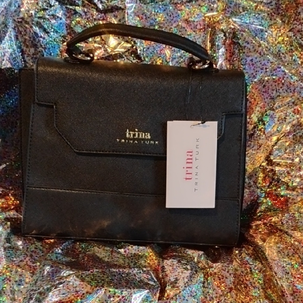 Trina Turk Black Satchel Bag with Structured Design